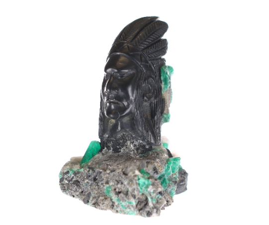 Exquisite Colombian Emerald Crystal Sculpture with Red Skin Texture