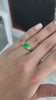 3.54tcw 18K 3 Stone Vivid Colombian Cushion Emerald & Heart Romantic Diamond Three Stone Anniversary Engagement Ring