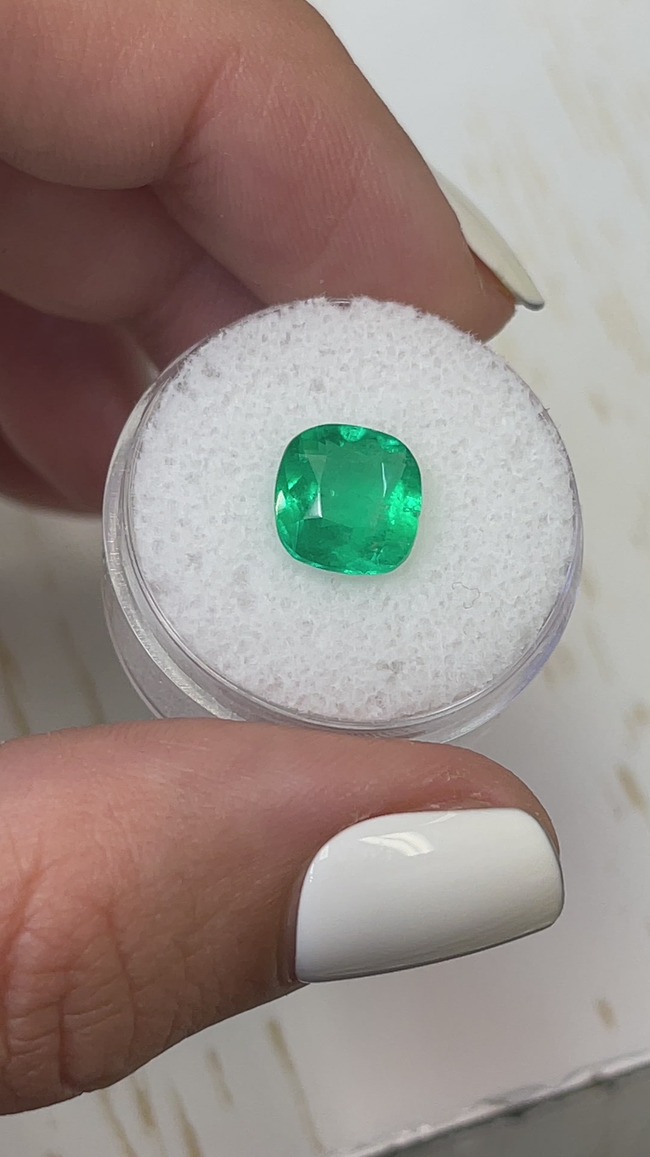 2.49 Carat 9.5x9 Spready Natural Loose Colombian Emerald-Cushion Cut