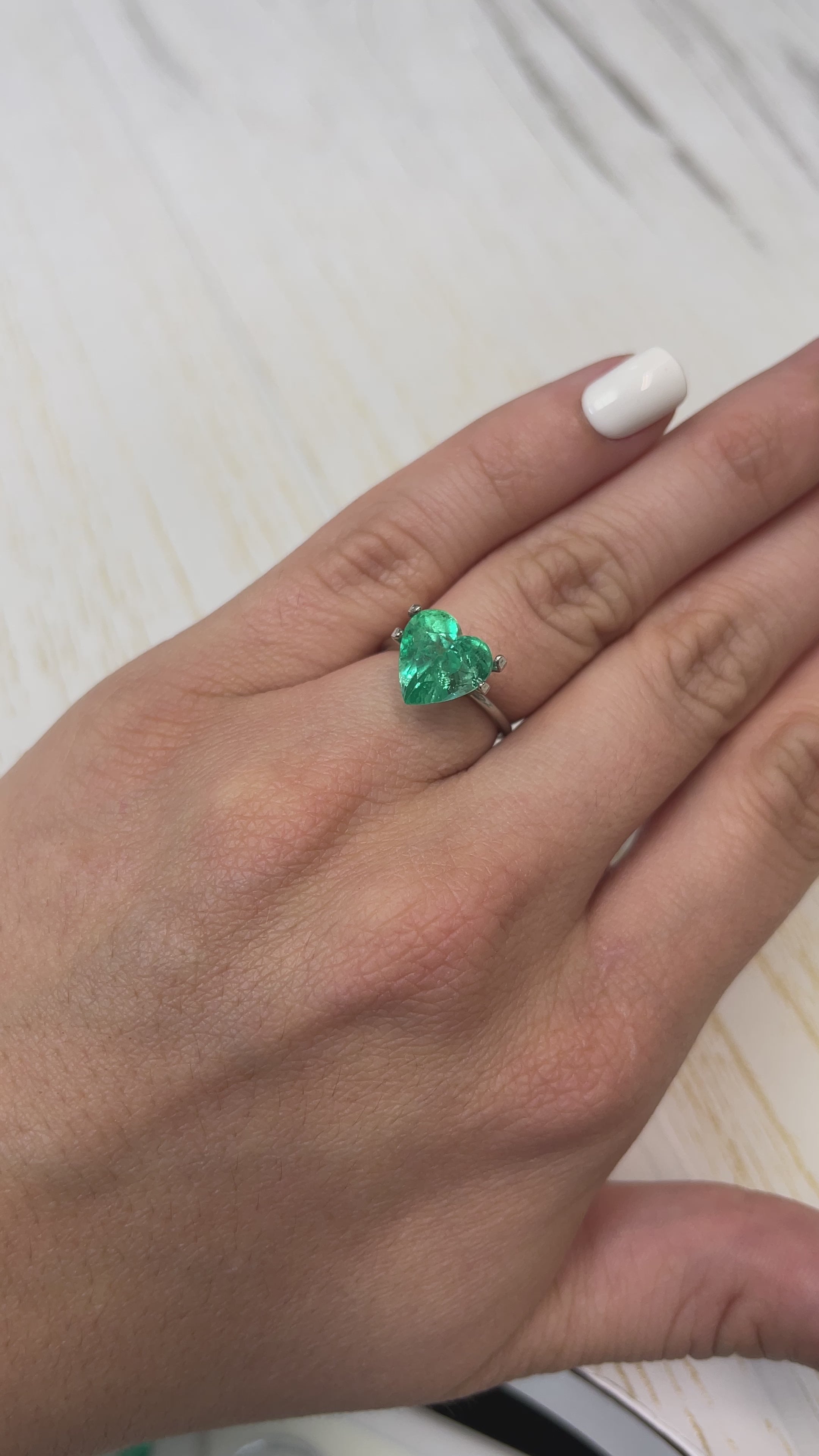 Gorgeous Loose Colombian Emerald - Heart Cut, 4.18 Carats, Pastel Green Beauty