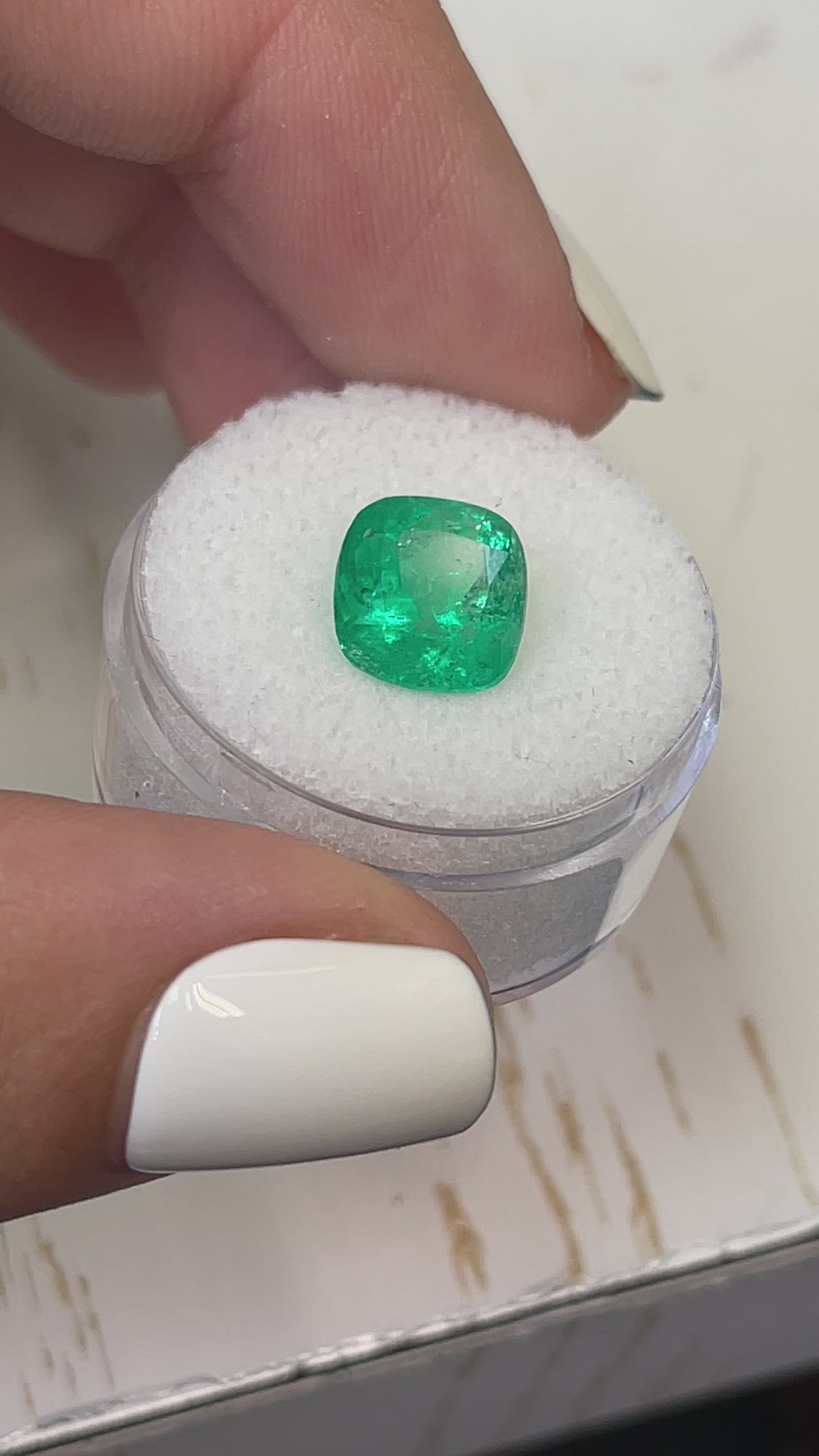 3.48 Carat 9.5x9 Earthy Natural Loose Colombian Emerald-Cushion Cut