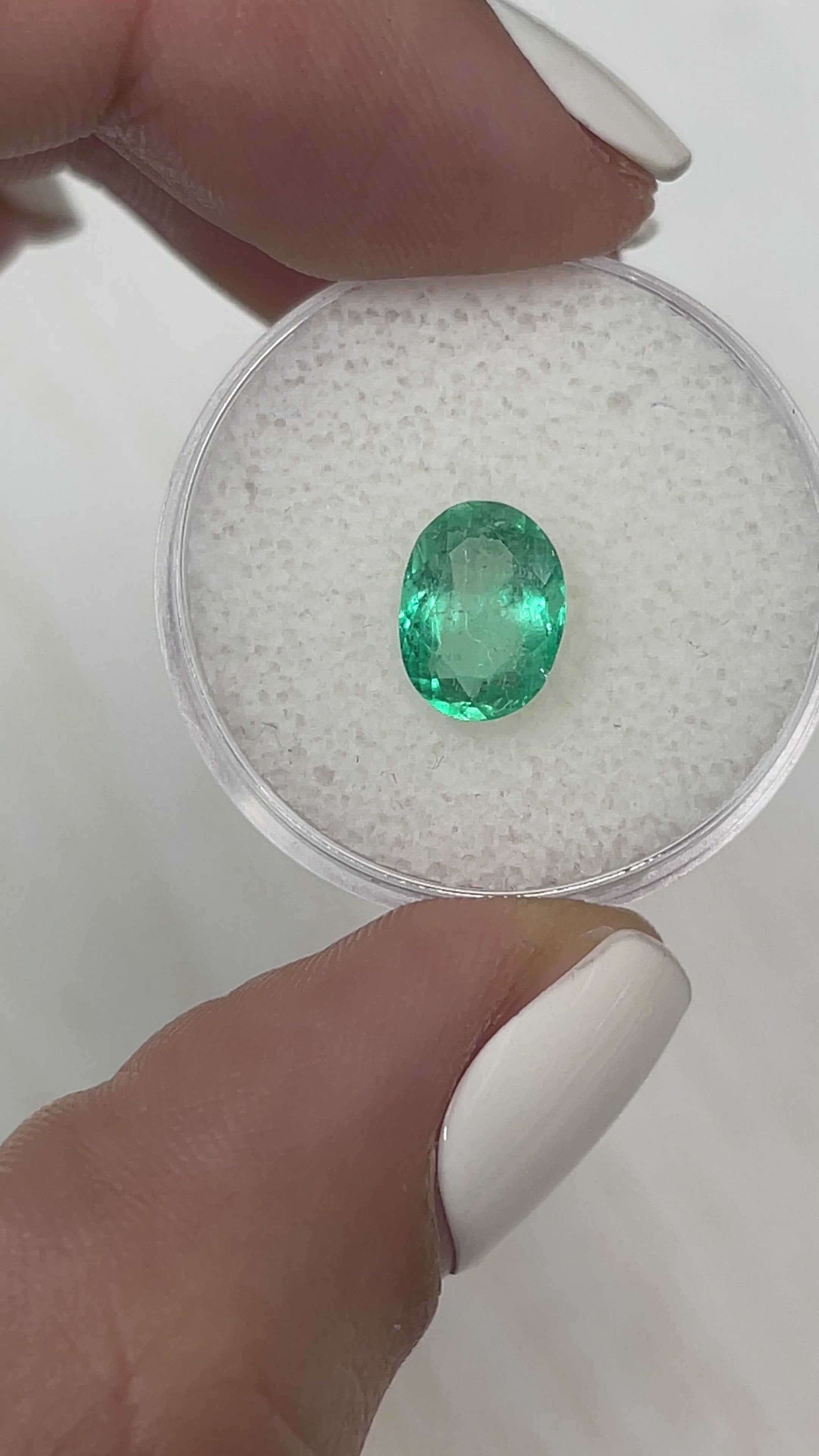 1.86 Carat Medium Light Green Natural Loose Colombian Emerald-Oval Cut