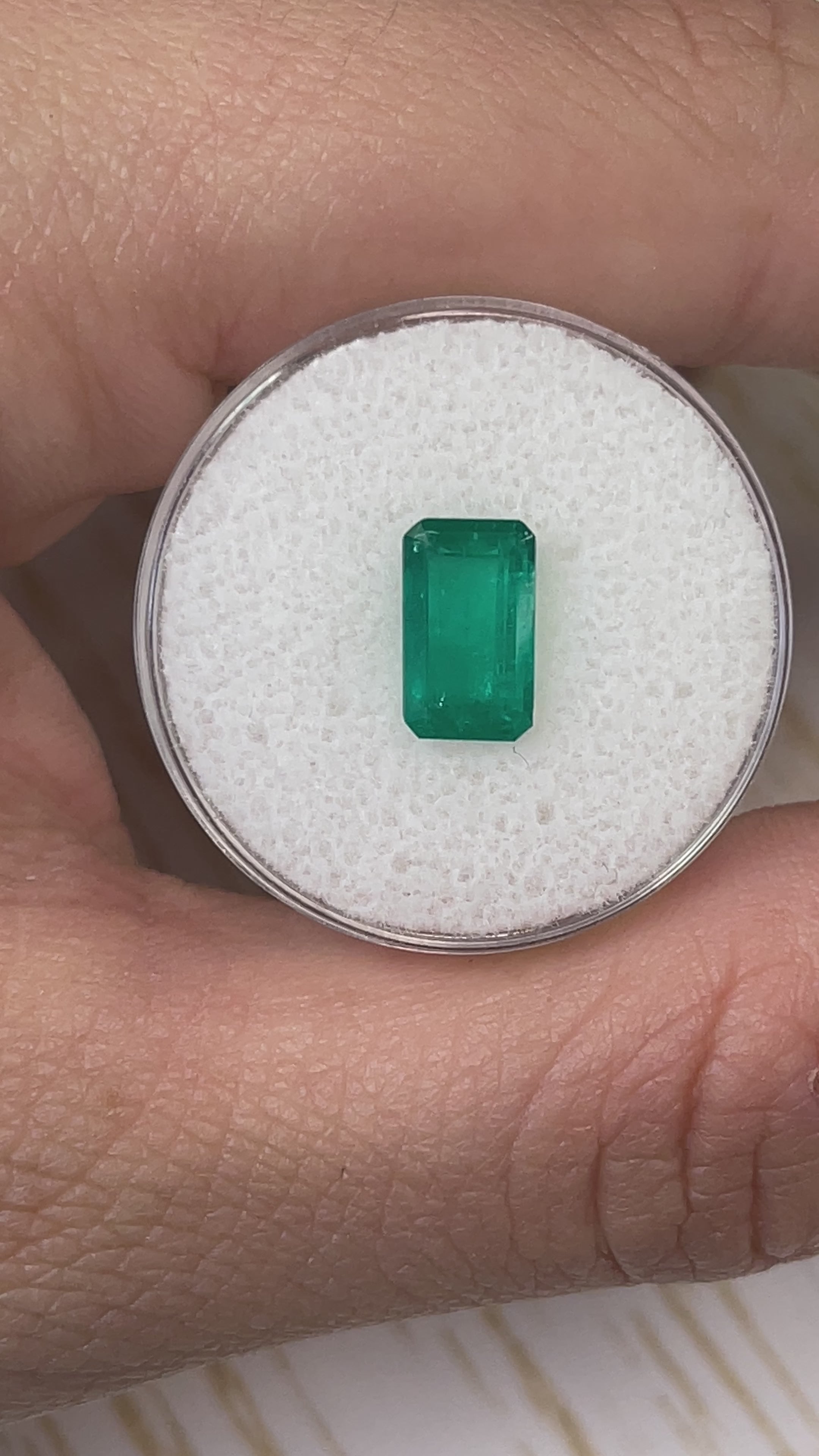 1.67 Carat 9.6x5.8 Intense Bluish Green Loose Colombian Emerald- Emerald Cut