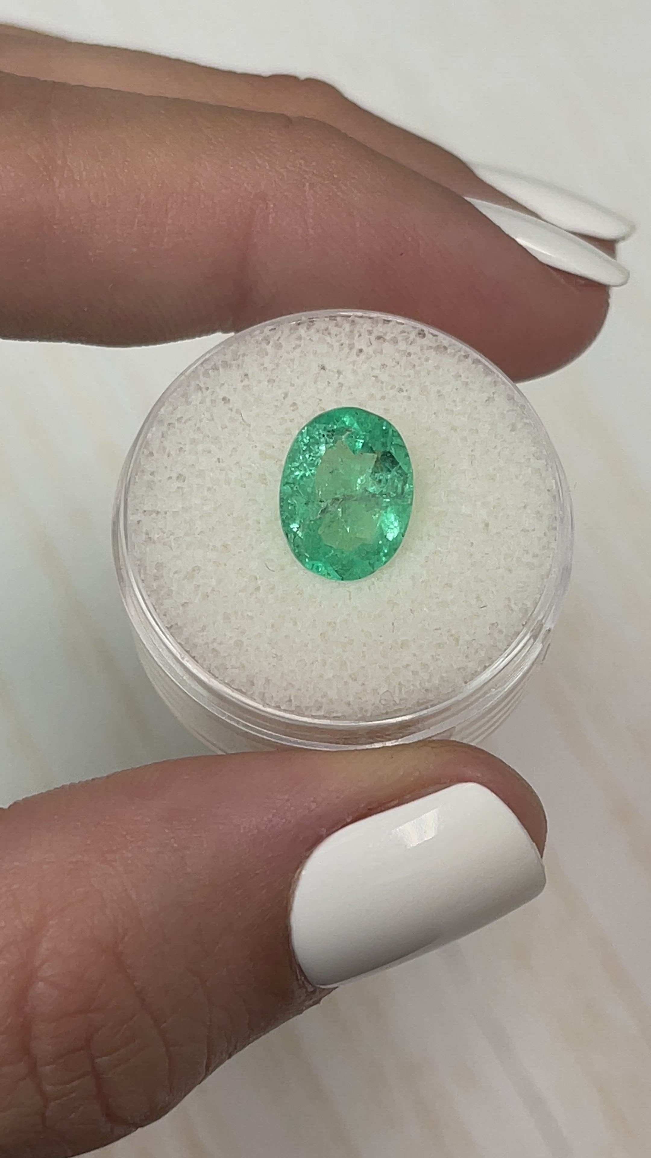 2.52 Carat Medium Light Bluish Green Loose Colombian Emerald-Oval Cut