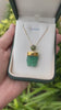 24tcw 14K Gold Raw Hand Carved Face Rough Emerald Crystal May Birthstone Pendant Necklace