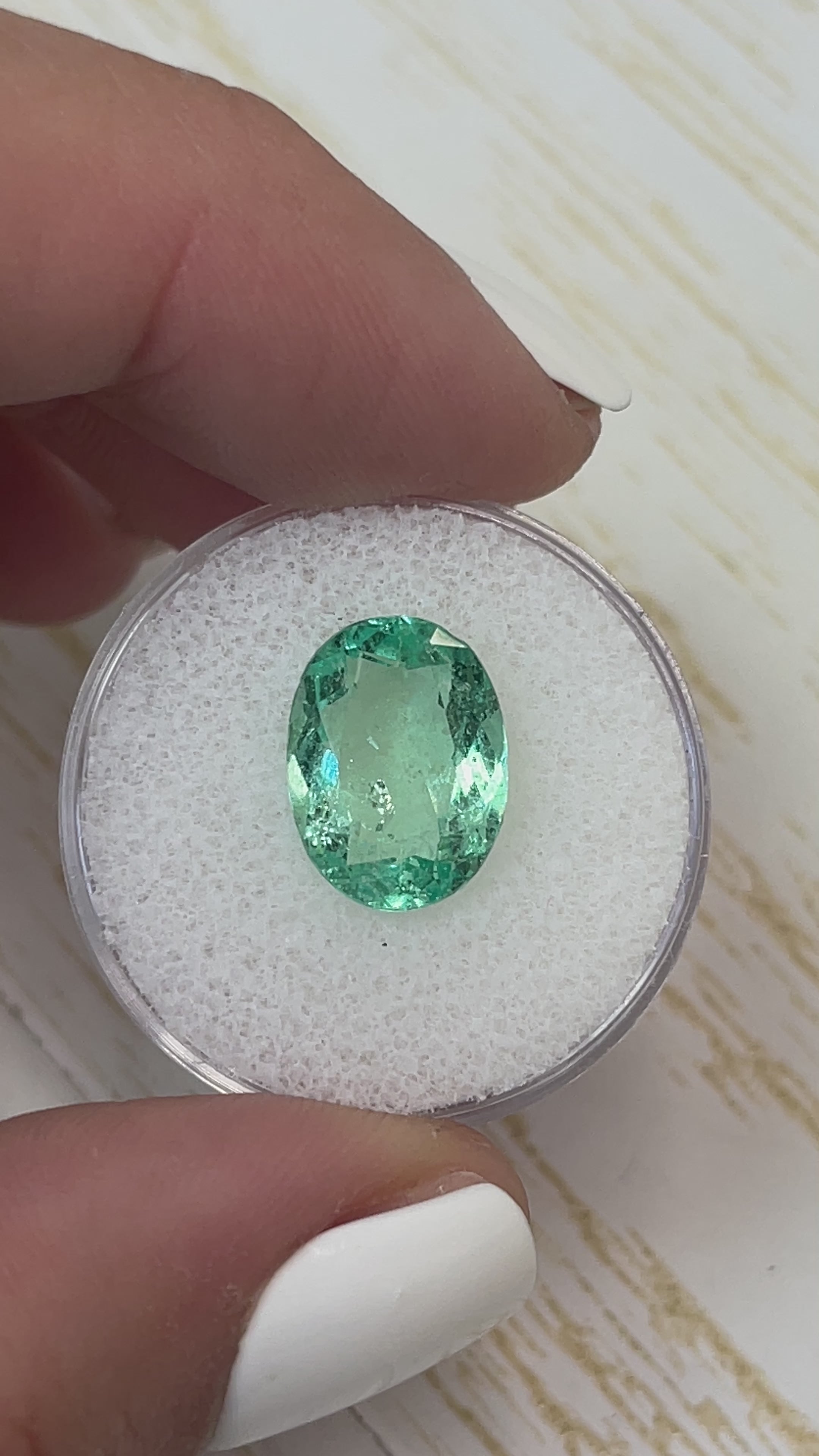 4.32 Carat 13x10 SeaFoam Green Natural Loose Colombian Emerald-Oval Cut