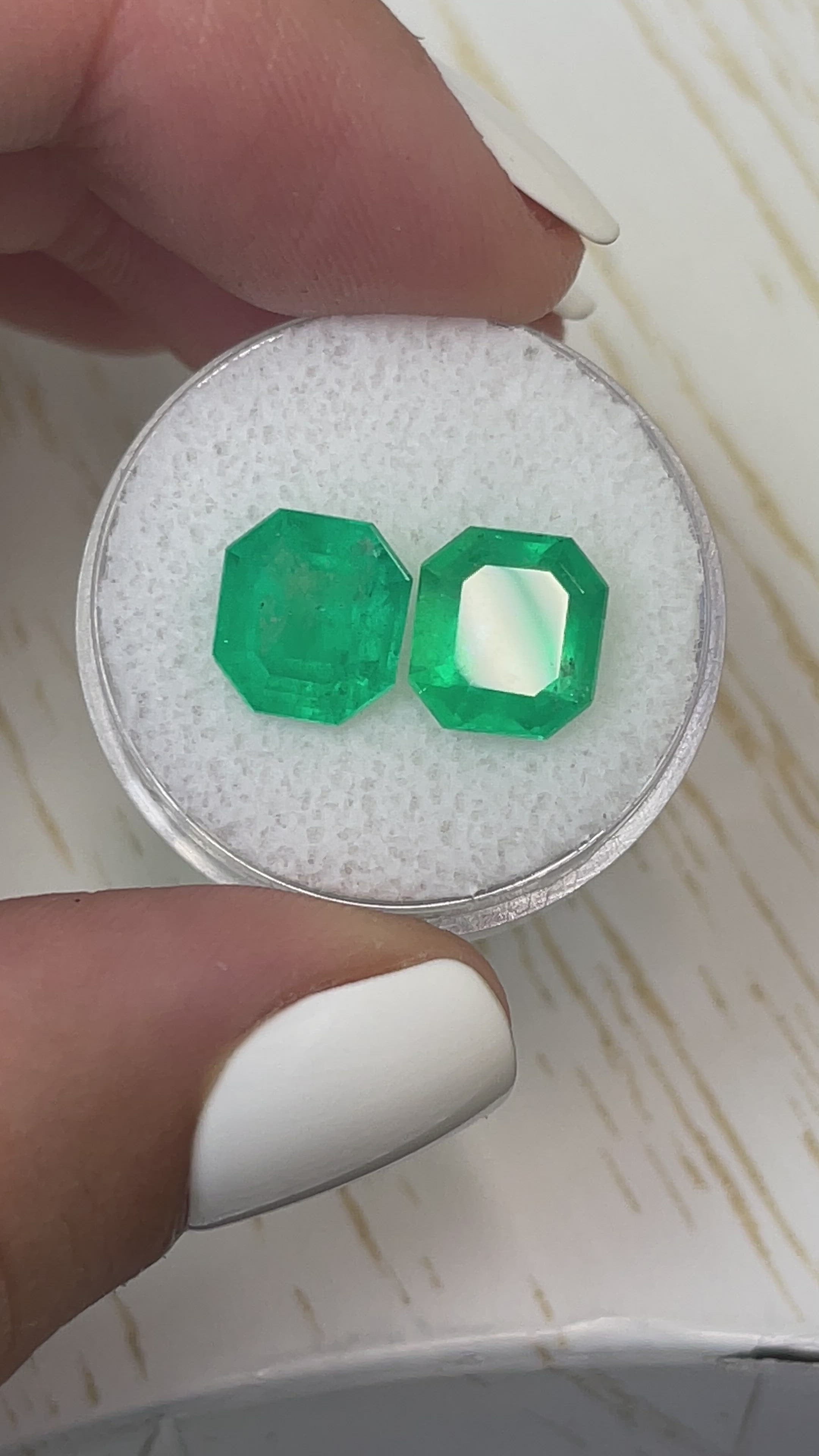 5.87tcw 9x9 Matching Loose Colombian Emeralds-Asscher Cut