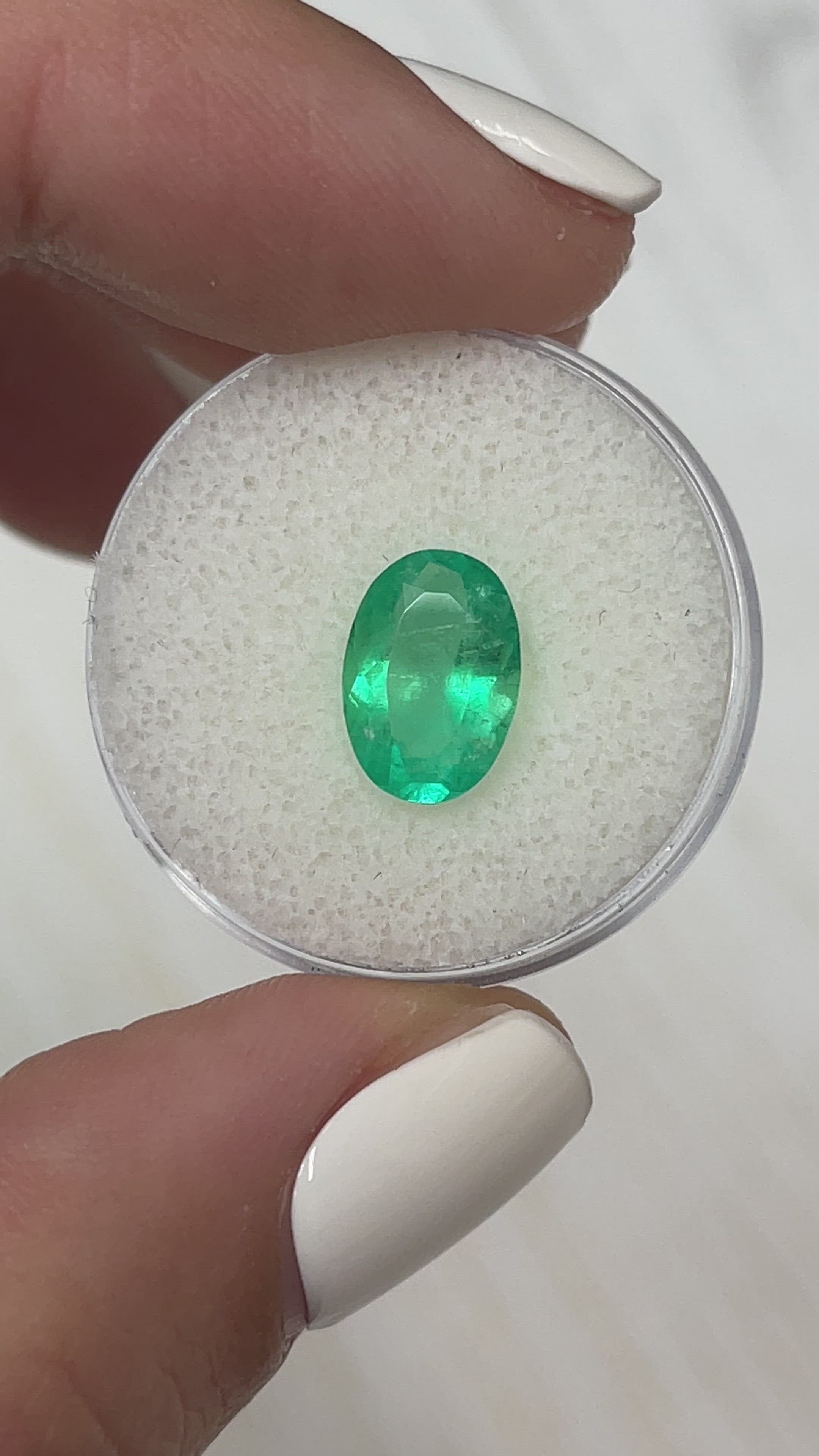 1.96 Carat 11x8 Elongated Apple Green Loose Colombian Emerald-Oval Cut