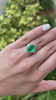 6.59tcw 18K Fine Quality Dark Vivid Bluish-Green Emerald & Marquise 3 Stone Diamond Ring