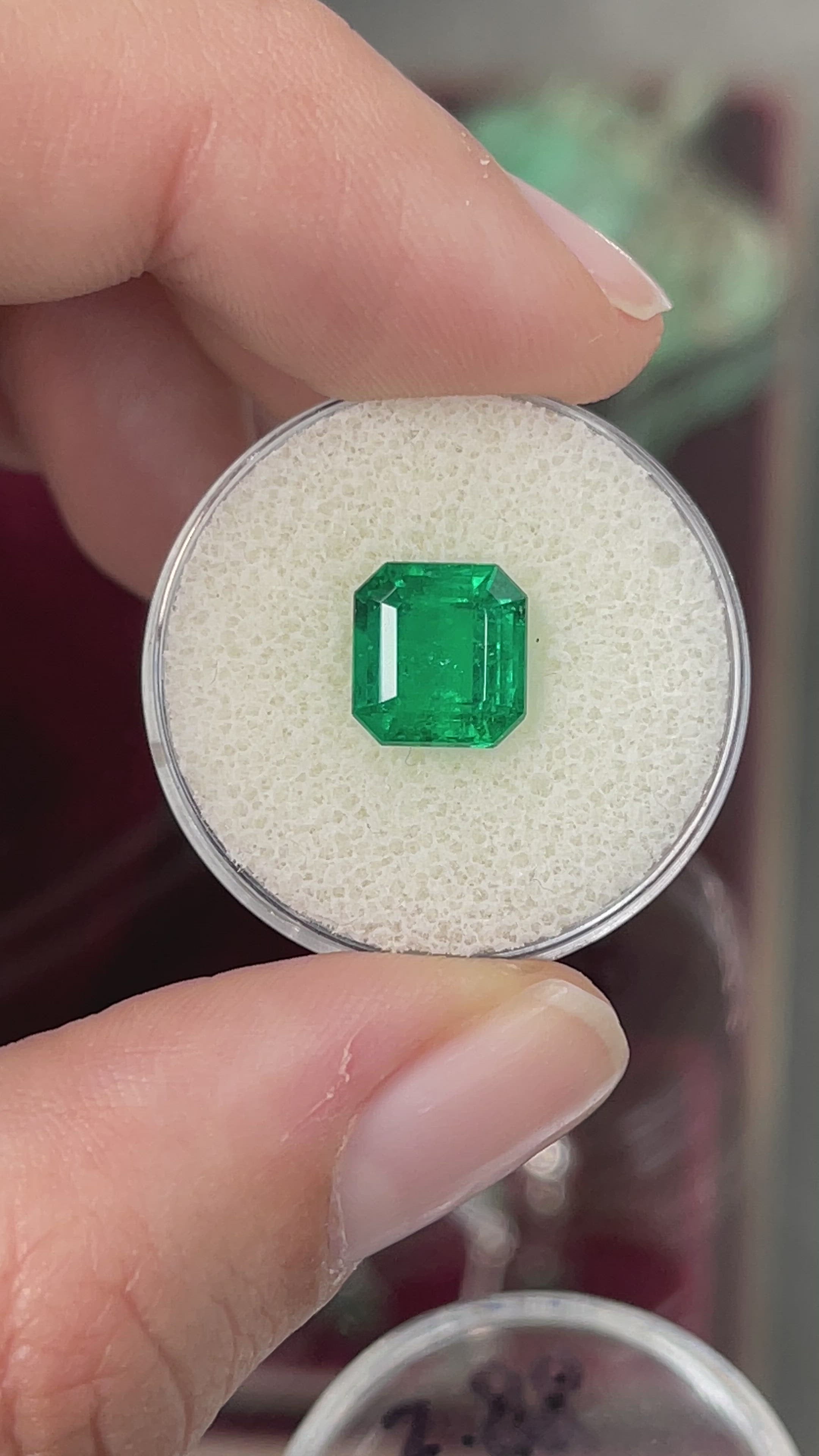 2.88 Carat Minor to Moderate Oil Vivid Muzo Green Natural Loose Colombian Emerald-Asscher Cut