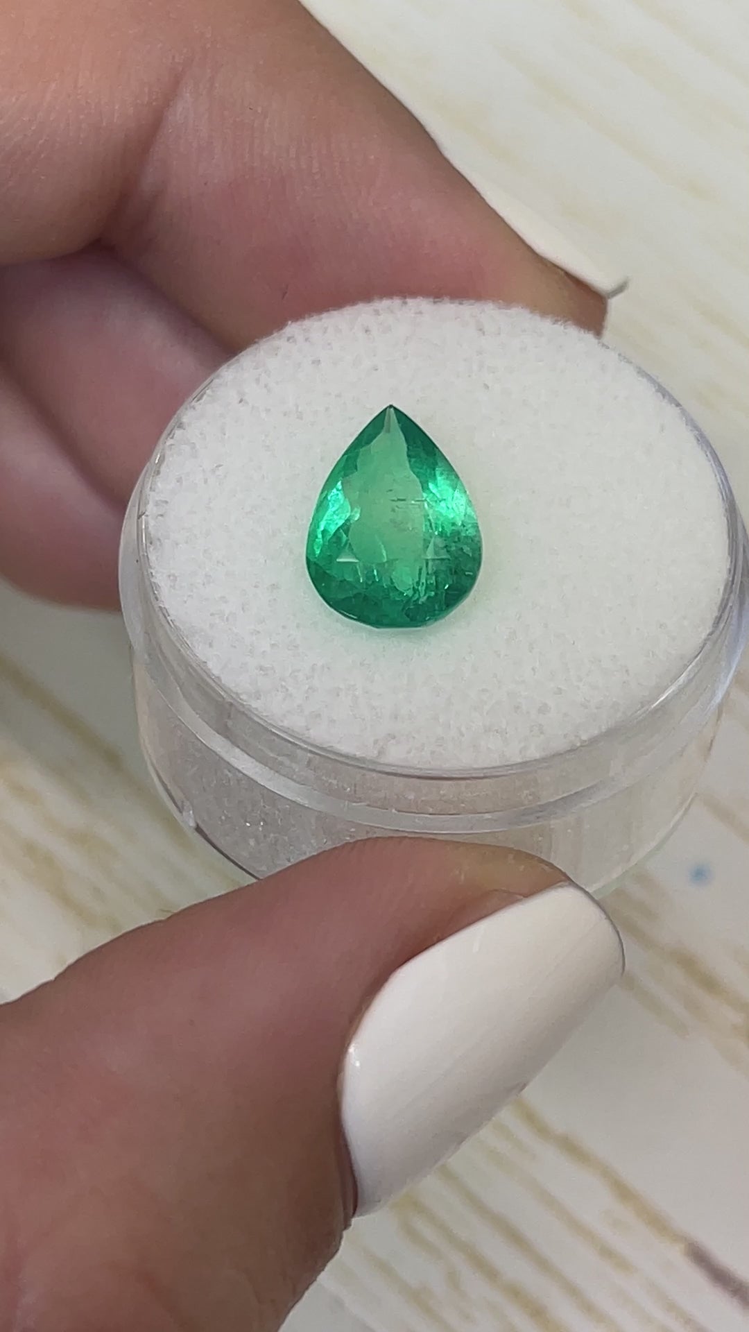 2.51 Carat 12.5x8 Green Natural Loose Colombian Emerald-Pear Cut