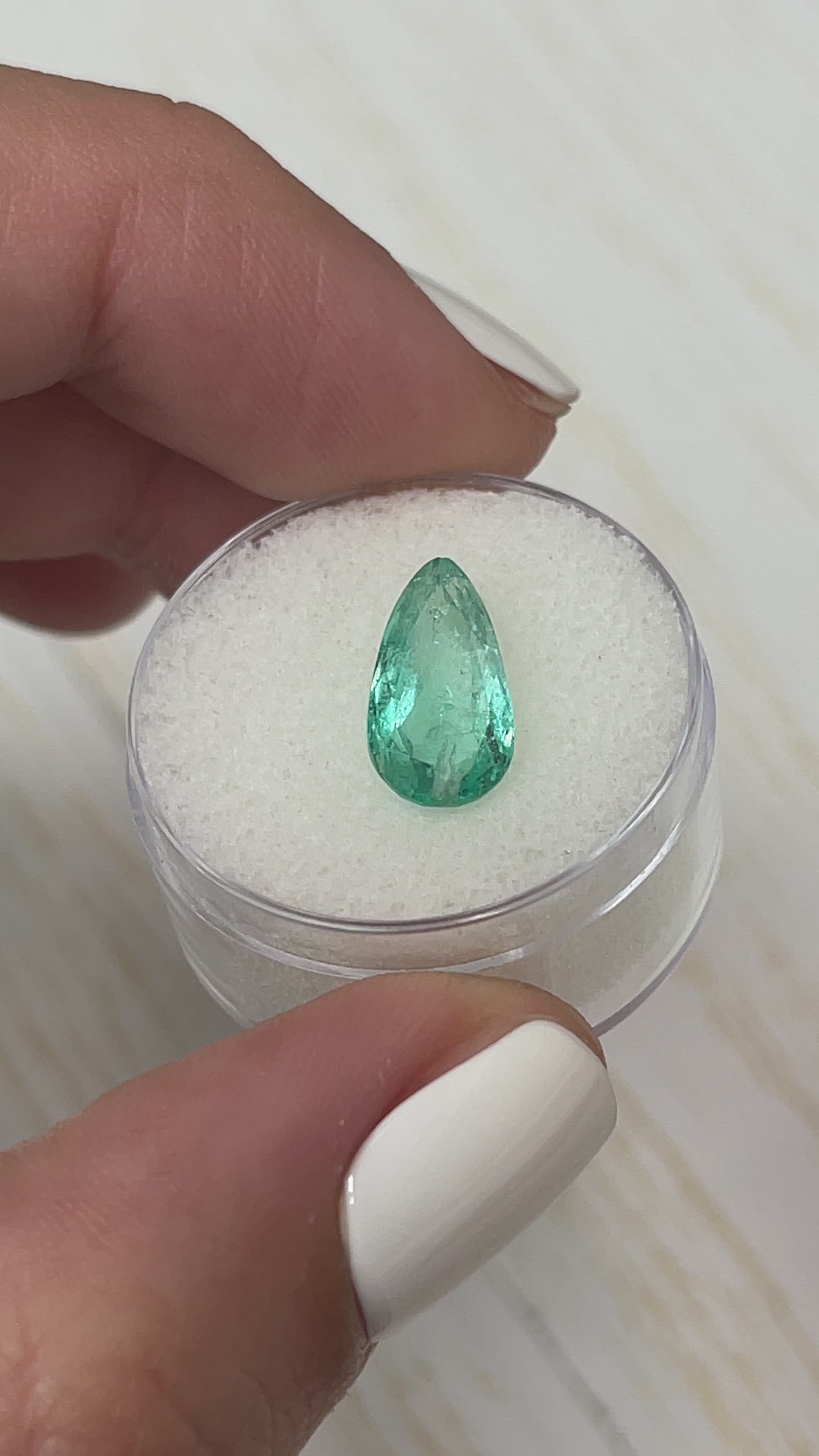 2.80 Carat Light Blue Green Natural Loose Colombian Emerald-Pear Cut