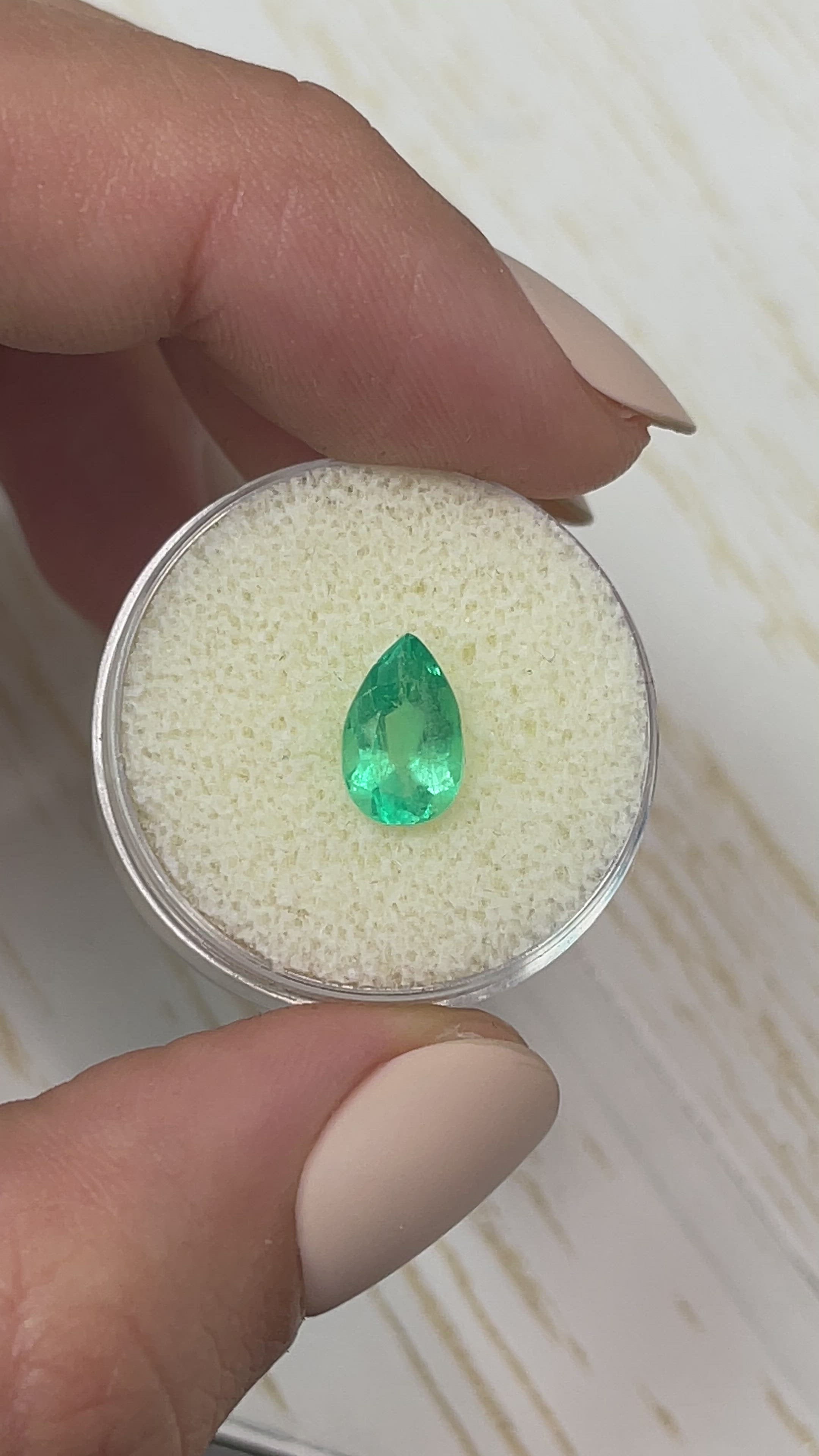 1.42 Carat Yellowish Green Natural Loose Colombian Emerald-Pear Cut