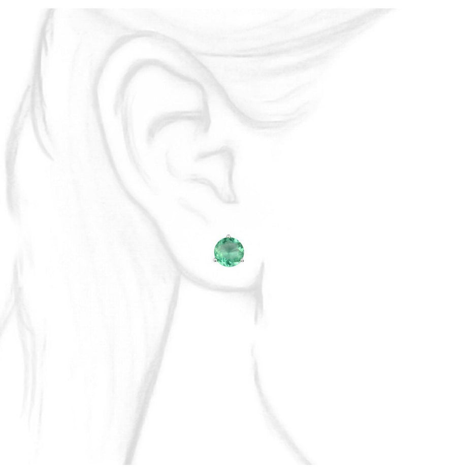 1.50tcw Vibrant Green Emerald Round Martini Stud Earrings 14K girl