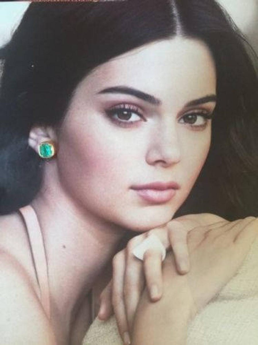 Statement 5.0tcw Bezel Set Asscher Cut Angelina Jolie Inspired Colombian emerald earrings 18K