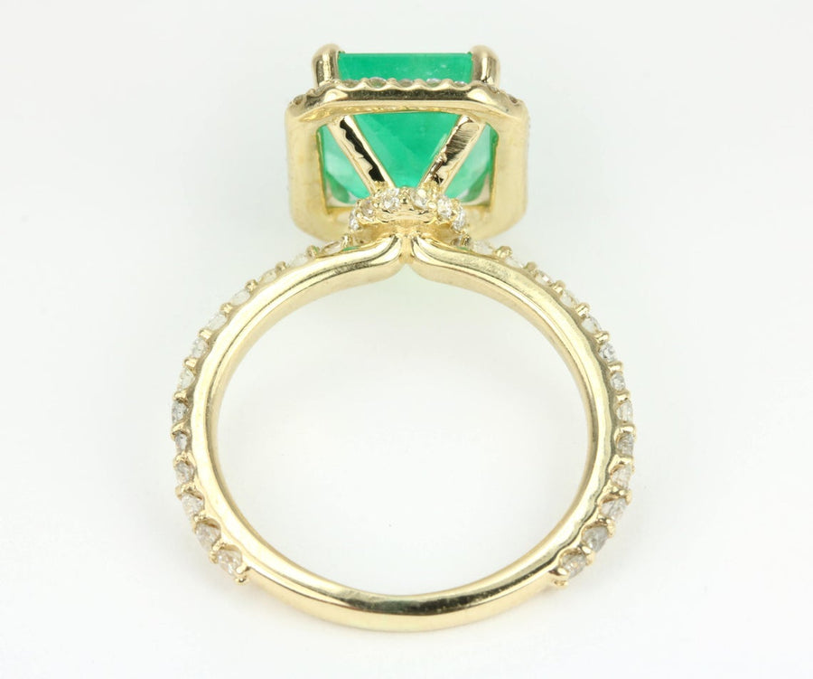 Emerald And Diamond Halo Engagement Ring Emerald