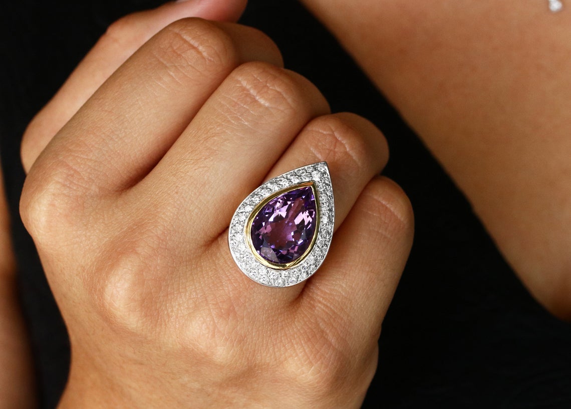 Pear Amethyst & Pave Diamond