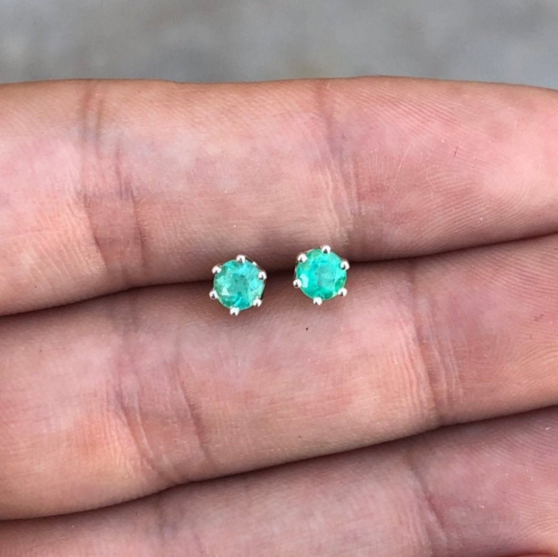 Silver Emerald Earrings