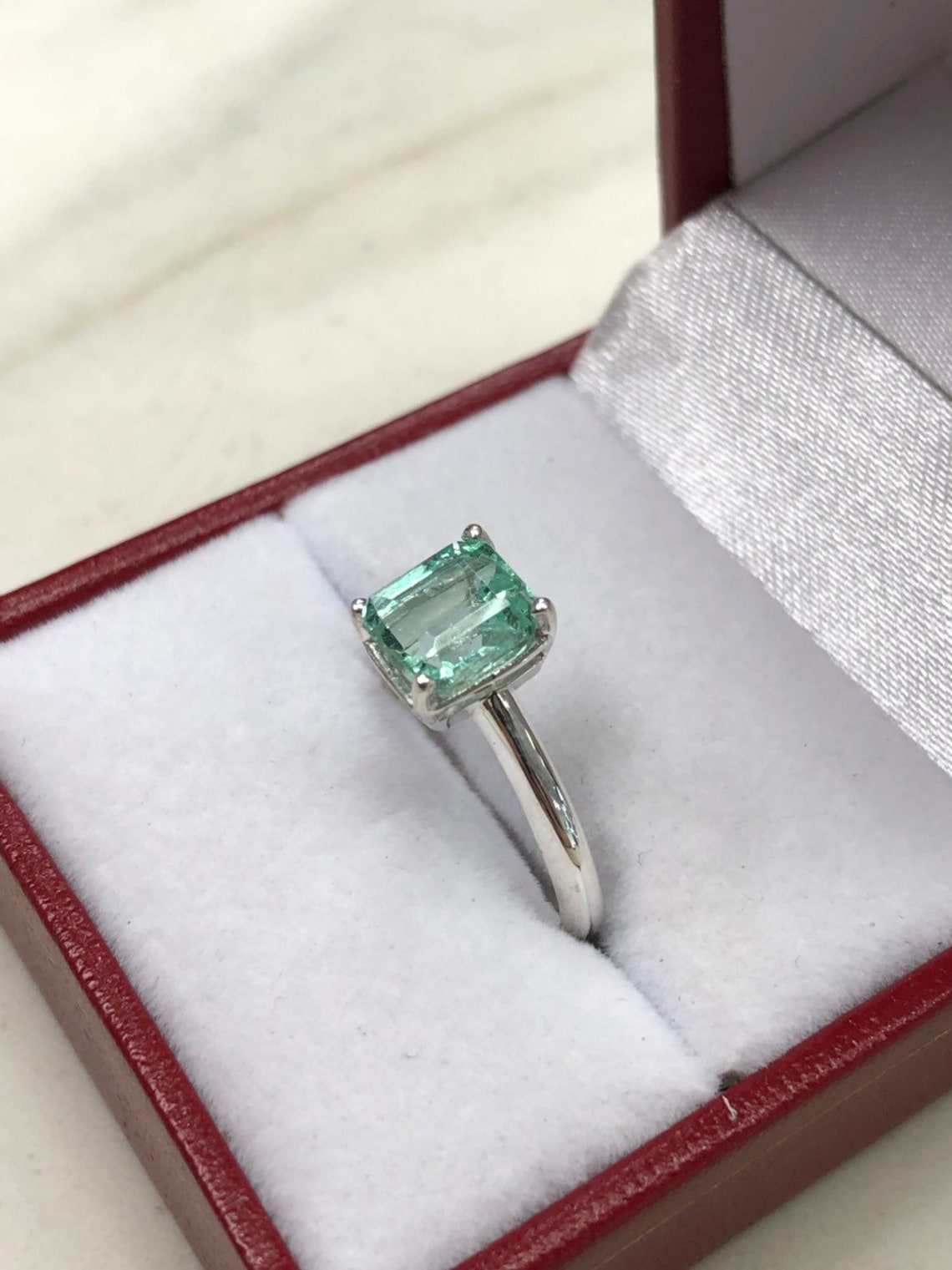 Emerald Solitaire Engagement Ring