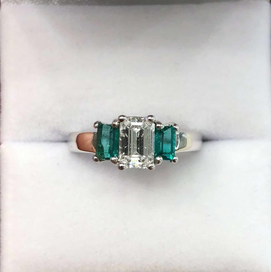 Diamond & Emerald Engagement Ring