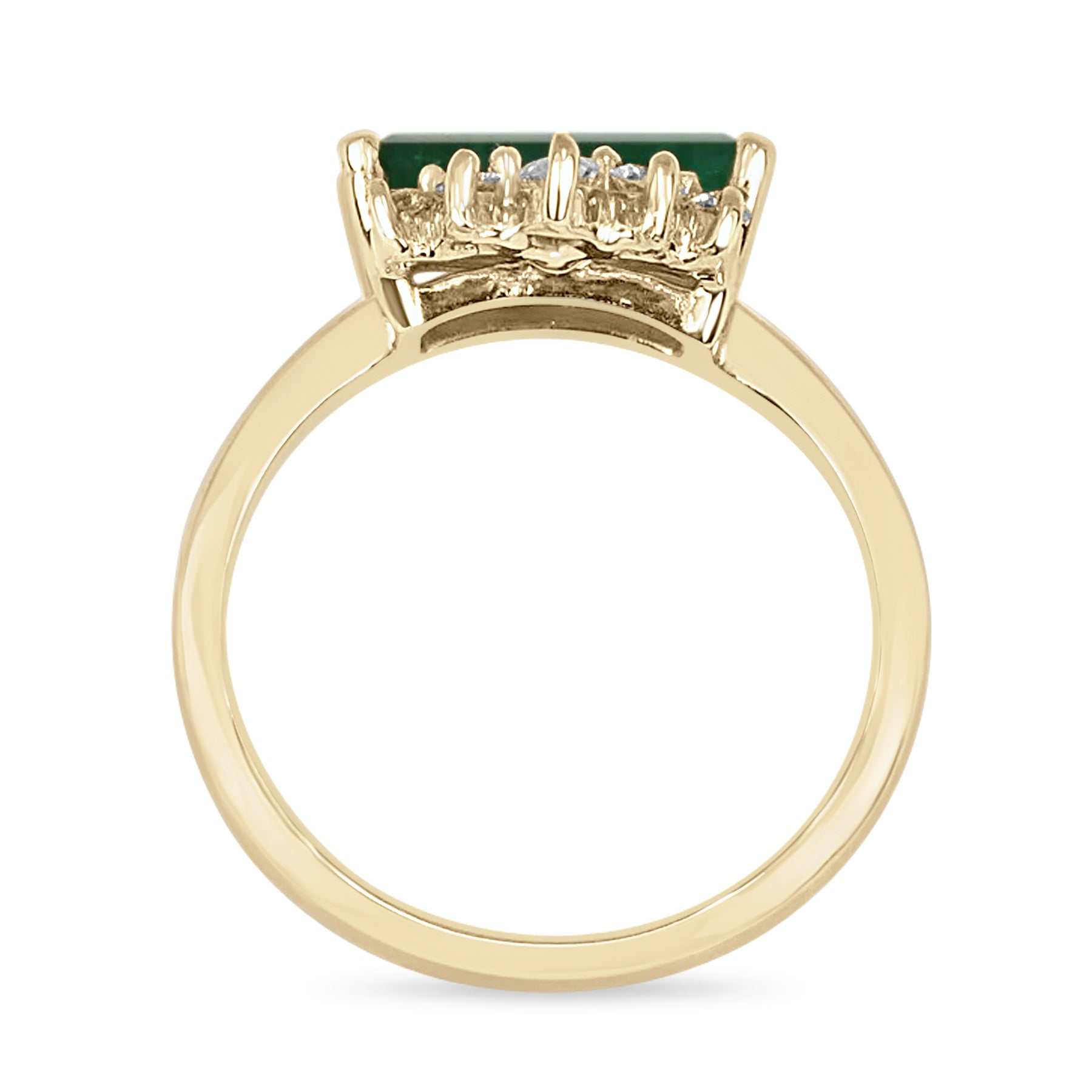 1.82tcw Emerald & Diamond Tiara engagement Ring 14K 