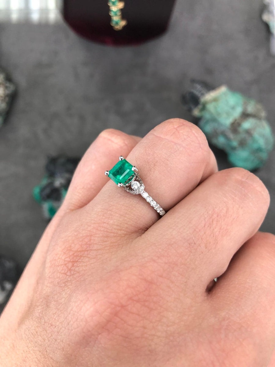 Emerald Solitaire with Diamond