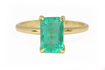 Ethereal Elegance: 1.50 Carat Emerald Solitaire Engagement Ring in 14K Gold