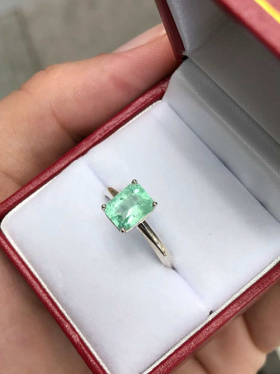 1.65cts Emerald Colombian Solitaire Engagement Ring