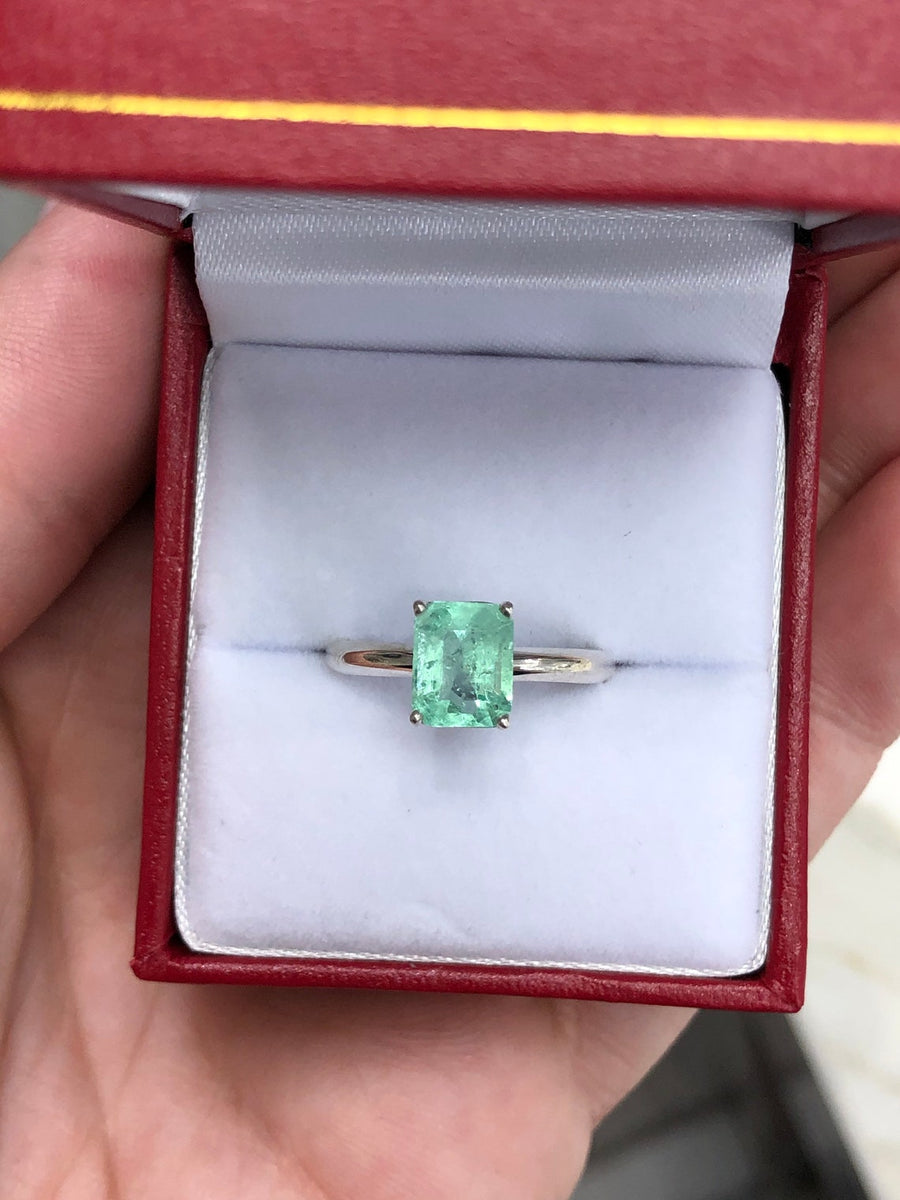 Emerald Colombian Solitaire Engagement Ring