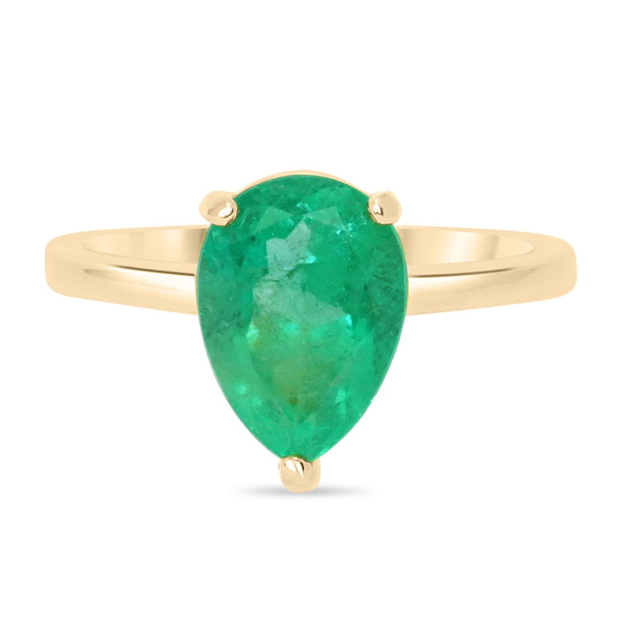 14K Solid Gold Emerald Ring For Women