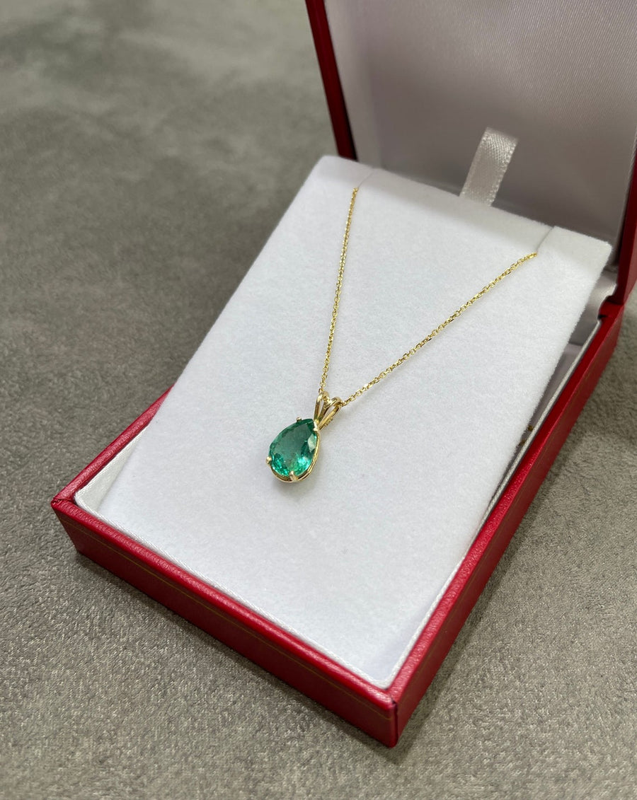 2.50-Carat Emerald Solitaire Pear  Pendant