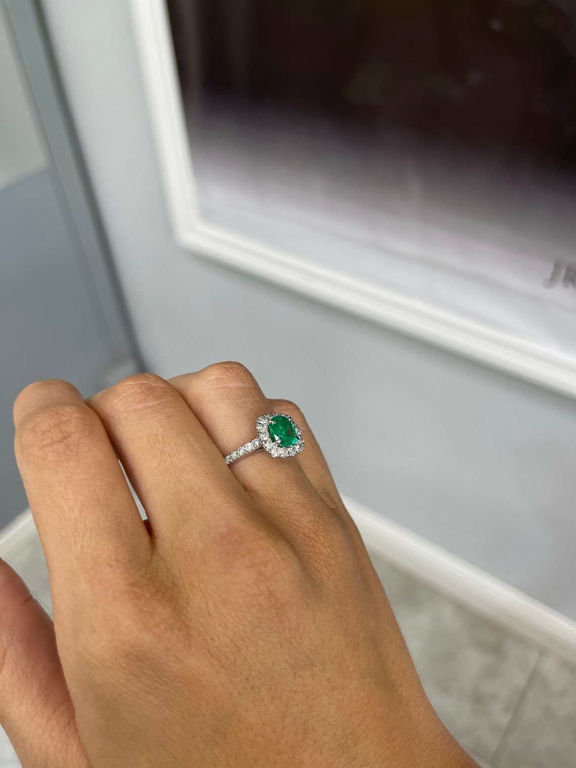 White gold - Ring - 1.15 ct Emerald - Diamonds