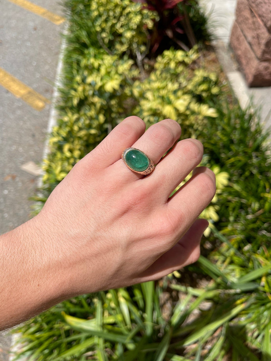 Emerald Cabochon Men's Ring