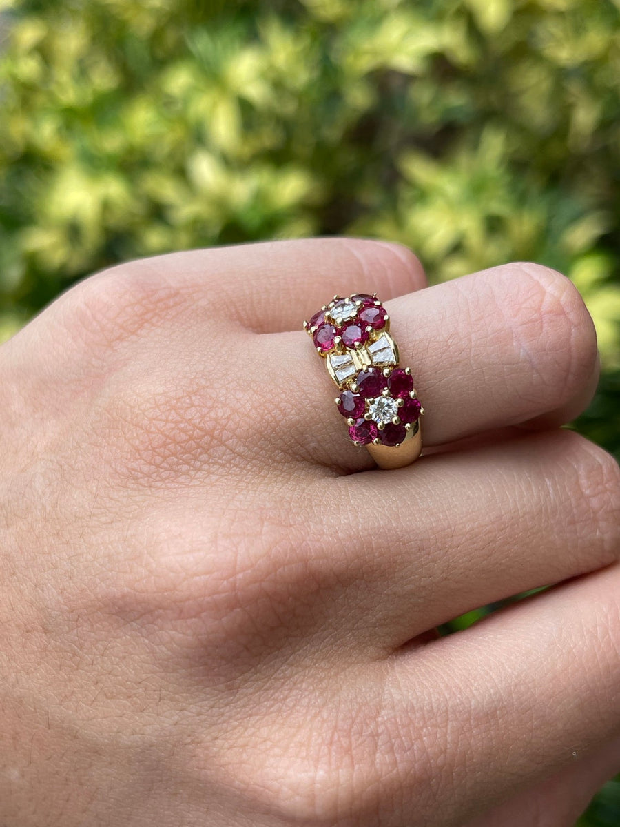 1.88tcw Natural Ruby & Diamond Wide Gold Band 18K