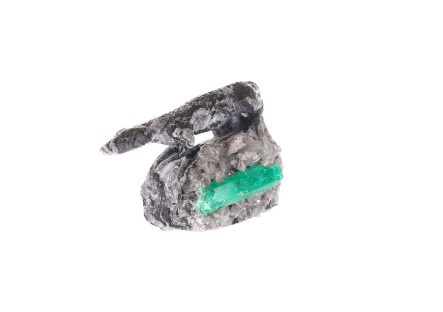 A Sculpted Marvel: Komodo Dragon Crystal and Colombian Emerald