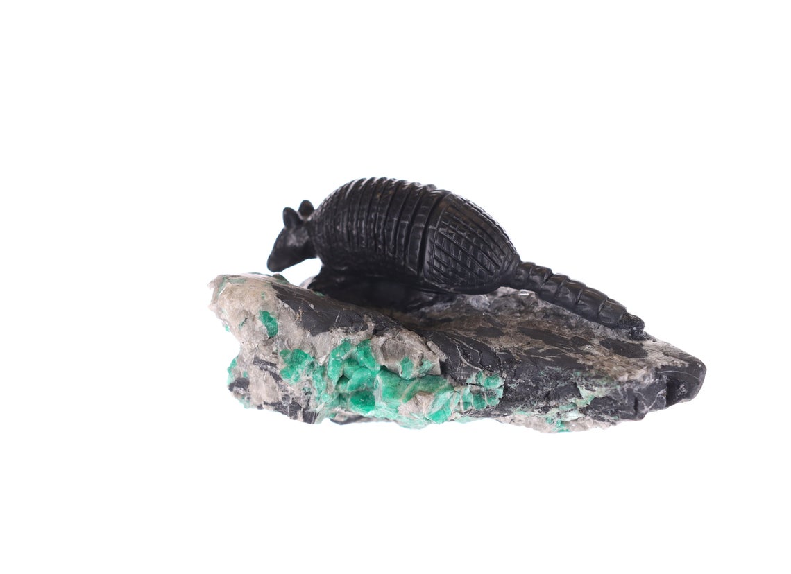 Rough Crystal Sculpture: Colombian Emerald Armadillo