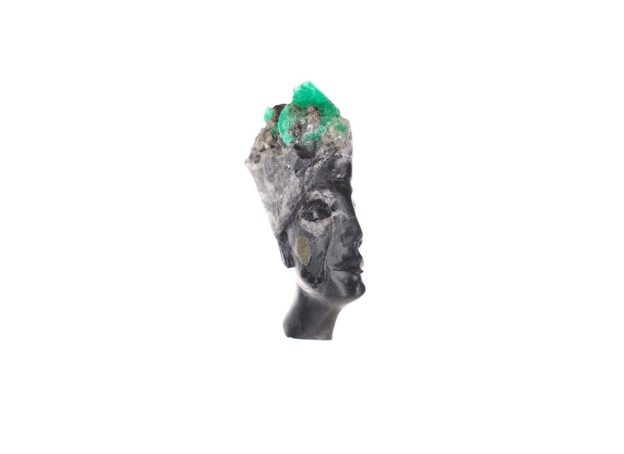 Emerald-Hued Egyptian Deity Sculpted from Raw Crystal