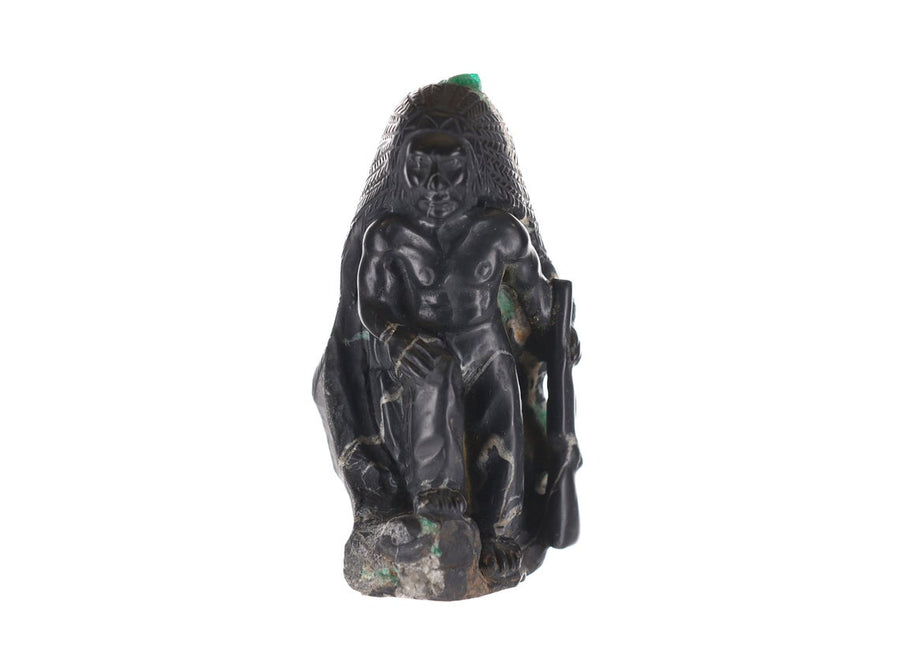 Colombian Emerald Figure Featuring Rifle Carved from Rough Crystal