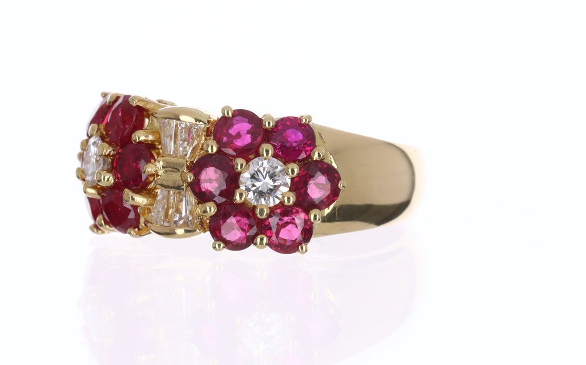 1.88tcw Natural Ruby & Diamond Wide Gold Band 18K