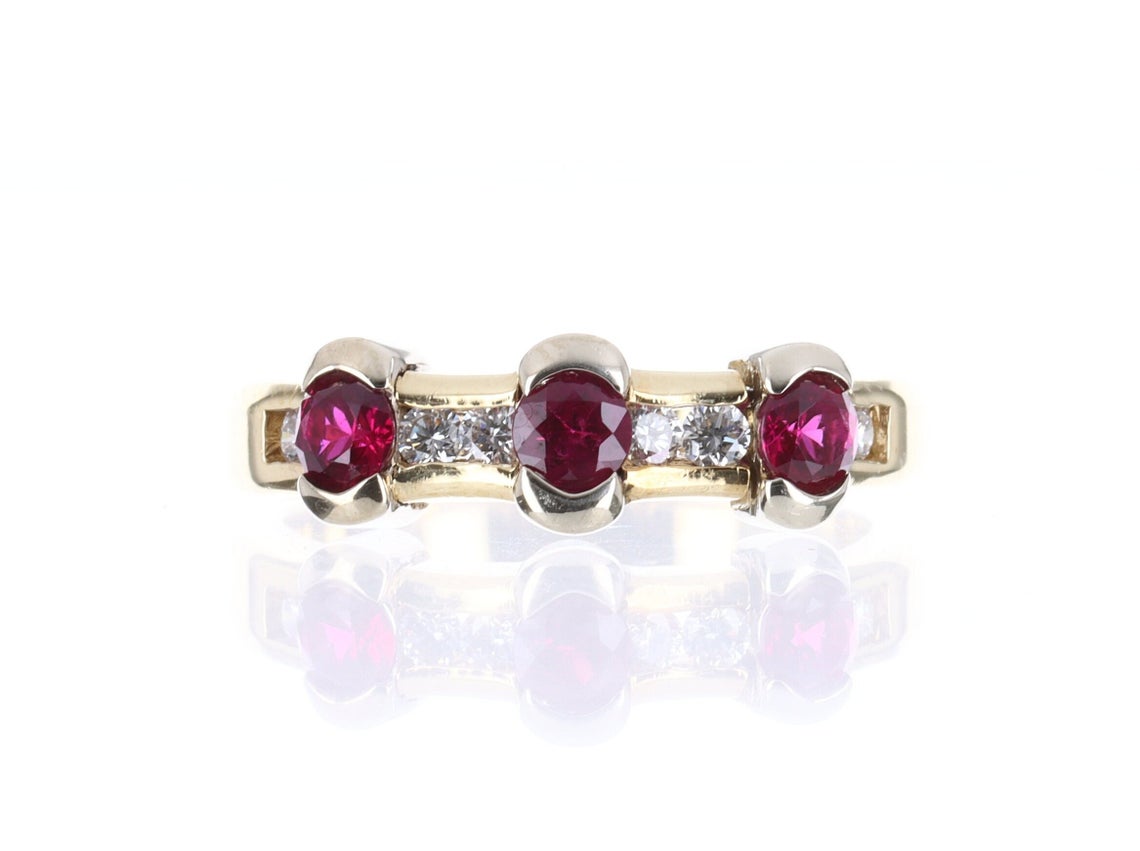 AAA+ 14K Ruby & Diamond Ring Band