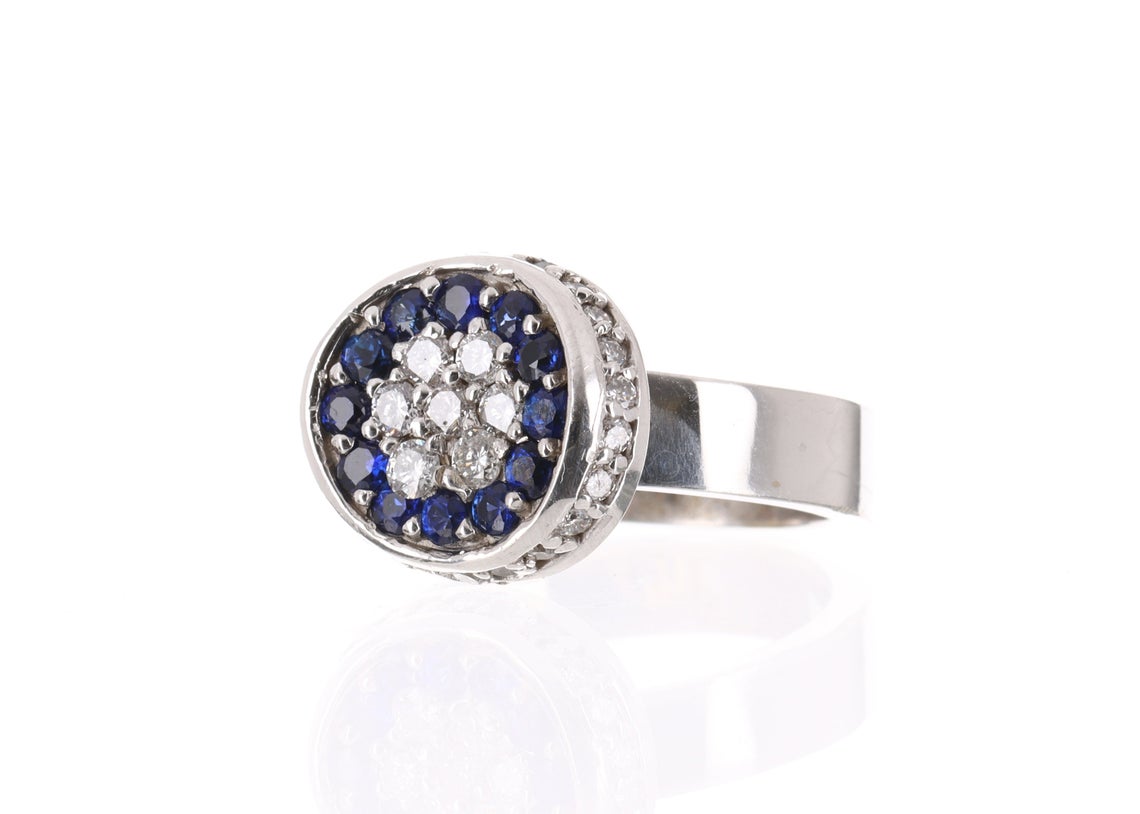 1.25tcw AAA+ Natural Blue Sapphire & Diamond Ring 14K