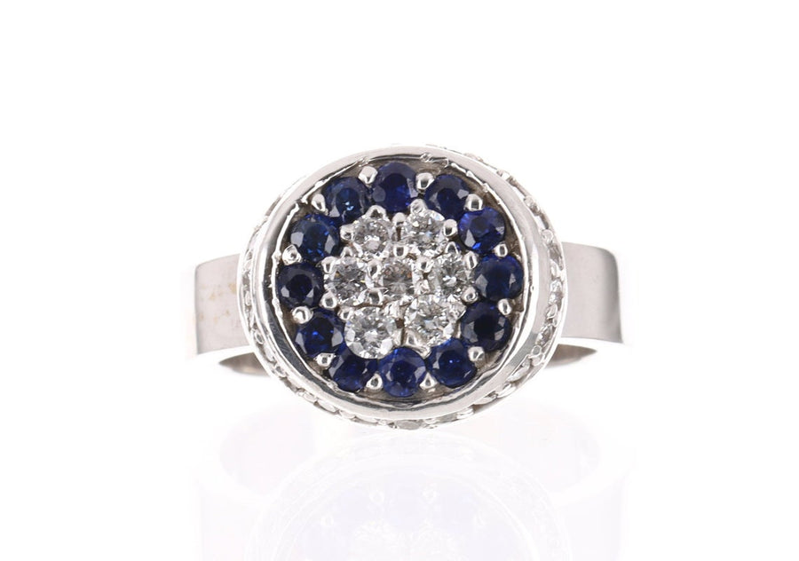 1.25tcw AAA+ Oval Sapphire & Diamond Cluster Ring 14K