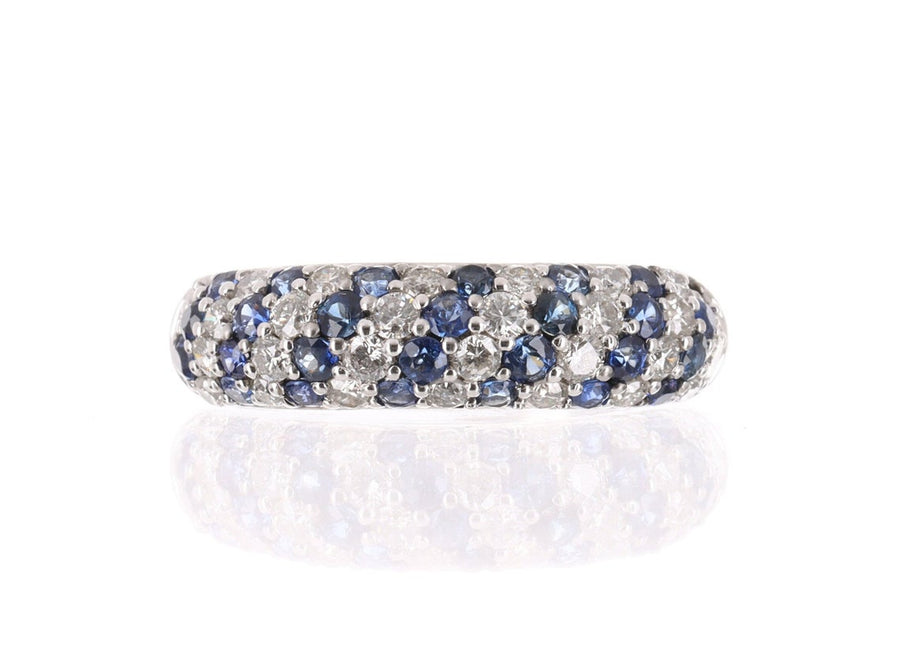 0.90tcw Cartier Mimi Sapphire and Diamond Pave Dome Ring in 14K White Gold