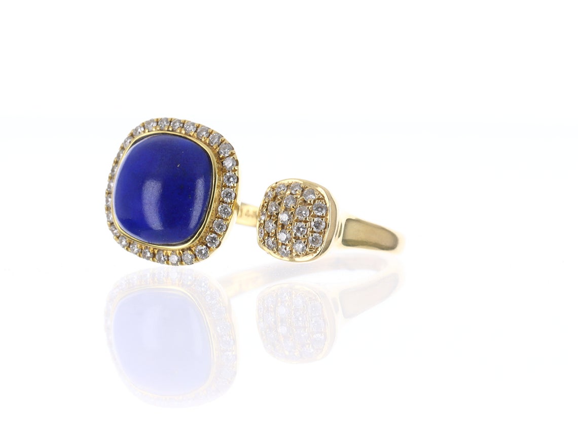 Toi Et Moi Lapis Lazuli Diamond Cuff Ring 14K