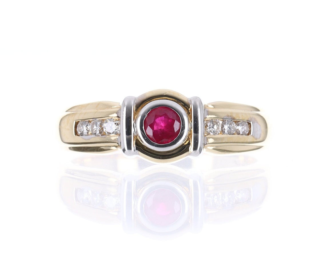 RUBY & DIAMOND  STONE RING 14K GOLD