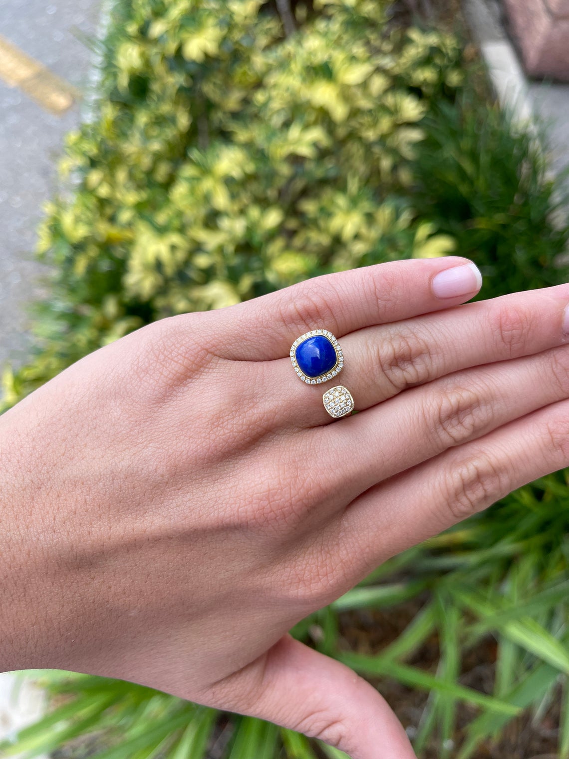 Toi Et Moi Lapis Lazuli Diamond Cuff Ring 14K