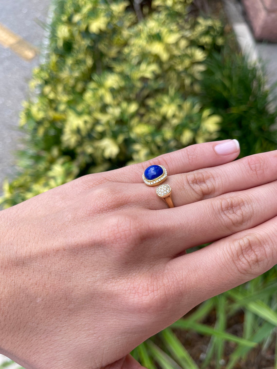 Toi Et Moi Lapis Lazuli Diamond Cuff Ring 14K