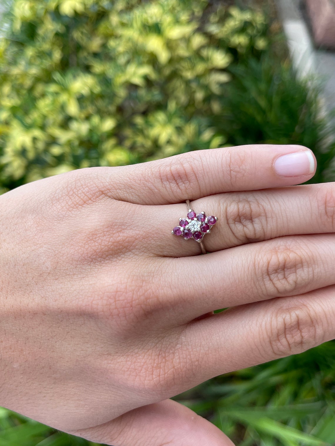  Ruby & Diamond Cocktail Ring Earrings 14K