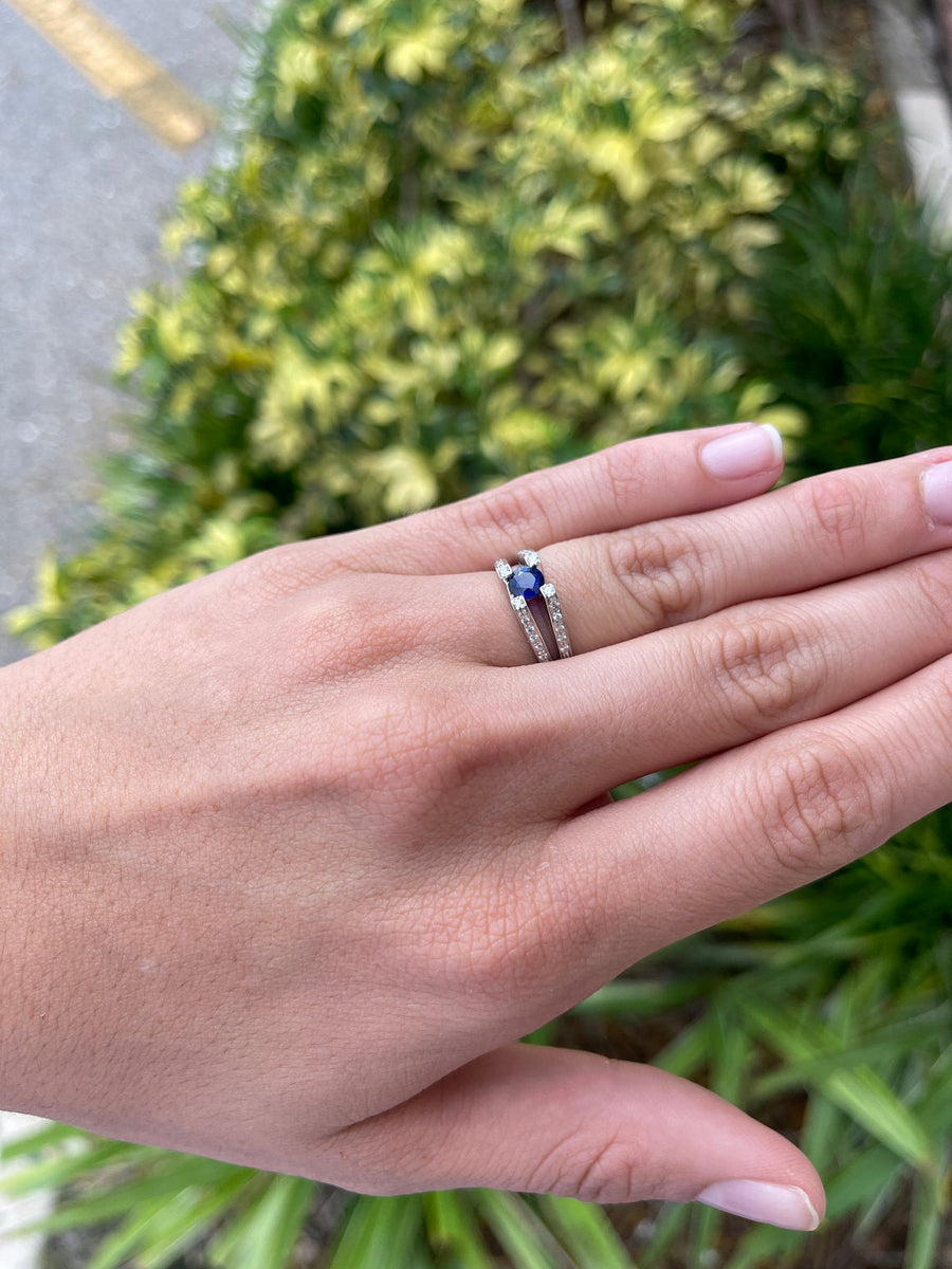 Blue Tanzanite & Diamond Ring