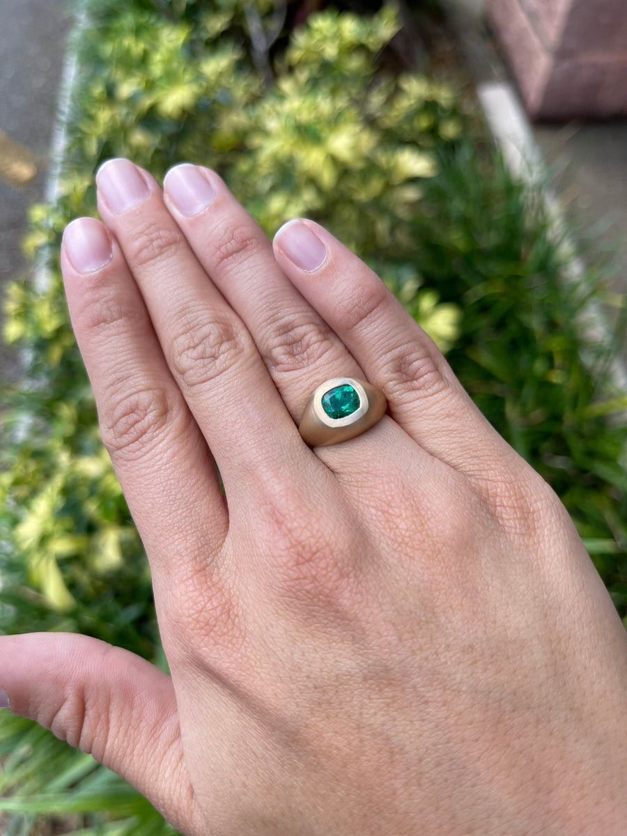 Colombian Emerald Gypsy Ring 14K
